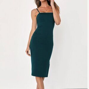 Paulina Forest Green Bodycon Midi Dress